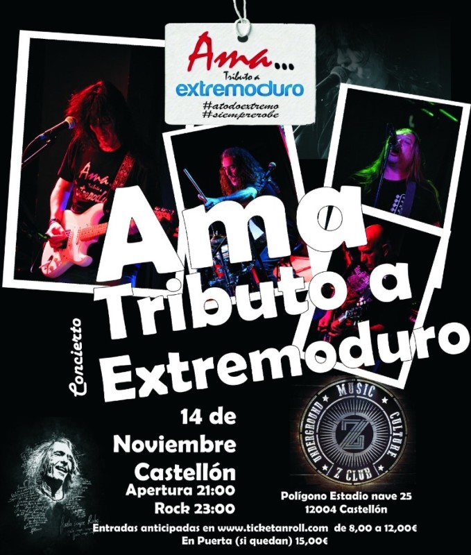 Ama… Tributo a Extremoduro llega a Castellon Zeppelin Z Club para cantar los himnos que nos han marcado.