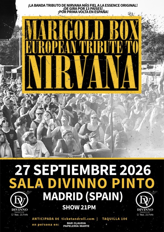 NIRVANA. CONCIERTO TRIBUTO. DOMINGO. 27.9.2026 EN PINTO